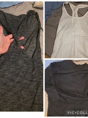 Lot of 3 Lululemon tops long sleeve white tank top gray tank top medium small